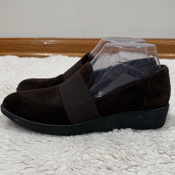 Stuart Weitzman Women's Brown Suede Slip On Wedge Comfort Loafers Sz 7 M Classic - Picture 5 of 10